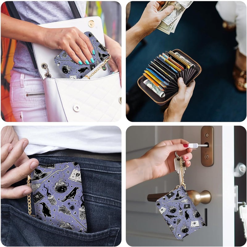 Yonlevres Credit Card Holder RFID Wallet, Small Card Holder Wallet for Women with Keychain Zipper, Funny Leather Print Credit Card Wallets Accordion Gift - Image 3